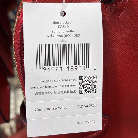 Kate Spade Staci Dome Backpack 
Red Currant - Picture 11 of 16